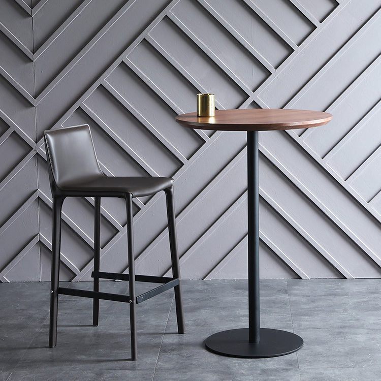 Industrial Wood Bar Dining Table Round Indoor Bistro Table with Single Pedestal Clearhalo 'Bar Furniture' 'Bar Tables' 'bar_tables' 'Furniture' 'furniture_bar_tables' 'Kitchen & Dining Furniture' 'kitchen&dining_furn' 'kitchen' 4240141