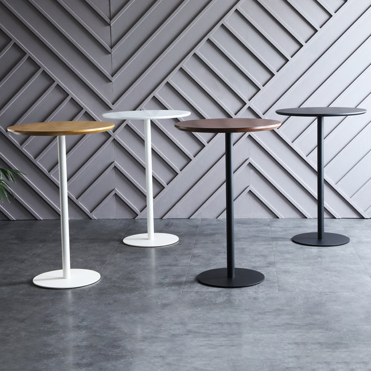 Industrial Wood Bar Dining Table Round Indoor Bistro Table with Single Pedestal Clearhalo 'Bar Furniture' 'Bar Tables' 'bar_tables' 'Furniture' 'furniture_bar_tables' 'Kitchen & Dining Furniture' 'kitchen&dining_furn' 'kitchen' 4240153
