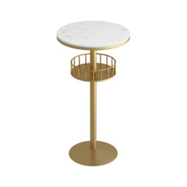 Nordic Artificial Marble Bar Table 42-inch Height Metal Base Bistro Table Gold White Clearhalo 'Bar Furniture' 'Bar Tables' 'bar_tables' 'Furniture' 'furniture_bar_tables' 'Kitchen & Dining Furniture' 'kitchen&dining_furn' 'kitchen' 4240167