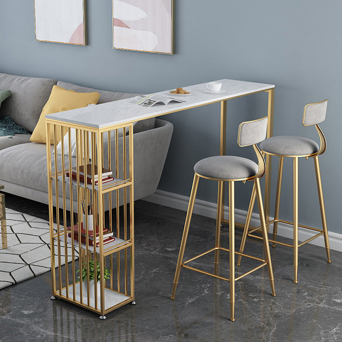 Artificial Marble Cocktail Bar Table 42-inch Height Metal Base Bar Height Storage Table Clearhalo 'Bar Furniture' 'Bar Tables' 'bar_tables' 'Furniture' 'furniture_bar_tables' 'Kitchen & Dining Furniture' 'kitchen&dining_furn' 'kitchen' 4240181