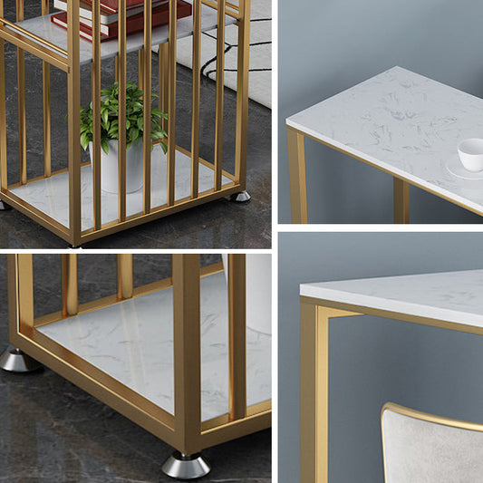 Artificial Marble Cocktail Bar Table 42-inch Height Metal Base Bar Height Storage Table Clearhalo 'Bar Furniture' 'Bar Tables' 'bar_tables' 'Furniture' 'furniture_bar_tables' 'Kitchen & Dining Furniture' 'kitchen&dining_furn' 'kitchen' 4240186