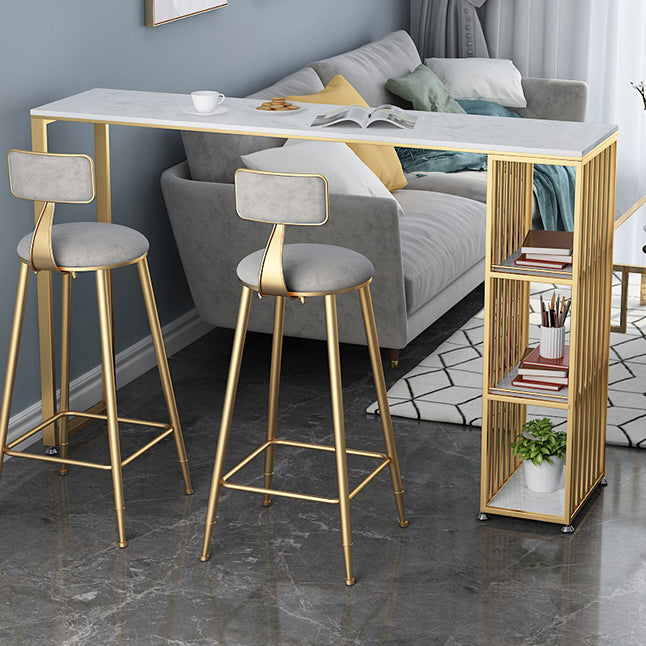 Artificial Marble Cocktail Bar Table 42-inch Height Metal Base Bar Height Storage Table Clearhalo 'Bar Furniture' 'Bar Tables' 'bar_tables' 'Furniture' 'furniture_bar_tables' 'Kitchen & Dining Furniture' 'kitchen&dining_furn' 'kitchen' 4240187
