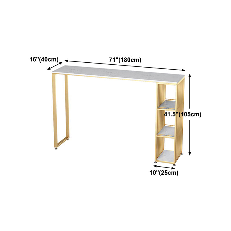 Artificial Marble Cocktail Bar Table 42-inch Height Metal Base Bar Height Storage Table Clearhalo 'Bar Furniture' 'Bar Tables' 'bar_tables' 'Furniture' 'furniture_bar_tables' 'Kitchen & Dining Furniture' 'kitchen&dining_furn' 'kitchen' 4240192