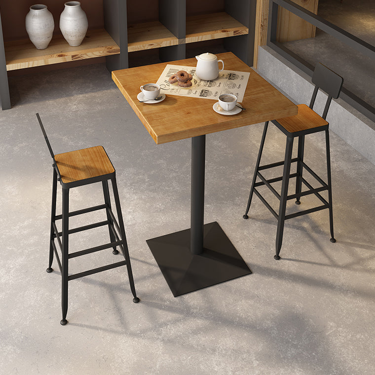 Industrial Square Hemlock Bar Dining Table Iron Indoor Bistro Table with Single Pedestal Clearhalo 'Bar Furniture' 'Bar Tables' 'bar_tables' 'Furniture' 'furniture_bar_tables' 'Kitchen & Dining Furniture' 'kitchen&dining_furn' 'kitchen' 4240202