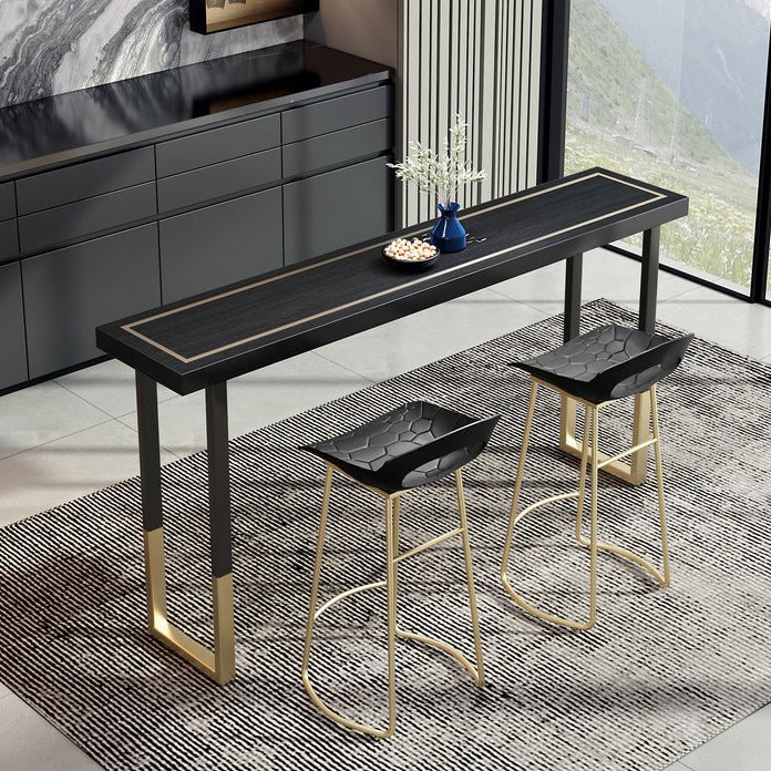 Glam Style Cocktail Bar Table 42-inch Height Wood Top Iron Frame Bar Table Clearhalo 'Bar Furniture' 'Bar Tables' 'bar_tables' 'Furniture' 'furniture_bar_tables' 'Kitchen & Dining Furniture' 'kitchen&dining_furn' 'kitchen' 4240210