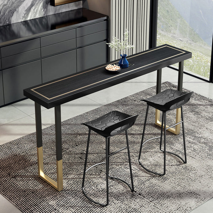 Glam Style Cocktail Bar Table 42-inch Height Wood Top Iron Frame Bar Table Clearhalo 'Bar Furniture' 'Bar Tables' 'bar_tables' 'Furniture' 'furniture_bar_tables' 'Kitchen & Dining Furniture' 'kitchen&dining_furn' 'kitchen' 4240217
