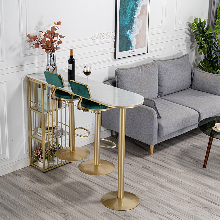 Glam Faux Marble Indoor Bar Dining Table Iron Double Pedestal Bistro Table with Shelve Clearhalo 'Bar Furniture' 'Bar Tables' 'bar_tables' 'Furniture' 'furniture_bar_tables' 'Kitchen & Dining Furniture' 'kitchen&dining_furn' 'kitchen' 4240243