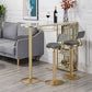 Glam Faux Marble Indoor Bar Dining Table Iron Double Pedestal Bistro Table with Shelve Clearhalo 'Bar Furniture' 'Bar Tables' 'bar_tables' 'Furniture' 'furniture_bar_tables' 'Kitchen & Dining Furniture' 'kitchen&dining_furn' 'kitchen' 4240251