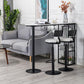 Glam Faux Marble Indoor Bar Dining Table Iron Double Pedestal Bistro Table with Shelve Clearhalo 'Bar Furniture' 'Bar Tables' 'bar_tables' 'Furniture' 'furniture_bar_tables' 'Kitchen & Dining Furniture' 'kitchen&dining_furn' 'kitchen' 4240255