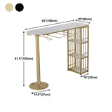 Glam Faux Marble Indoor Bar Dining Table Iron Double Pedestal Bistro Table with Shelve Clearhalo 'Bar Furniture' 'Bar Tables' 'bar_tables' 'Furniture' 'furniture_bar_tables' 'Kitchen & Dining Furniture' 'kitchen&dining_furn' 'kitchen' 4240262