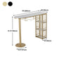Glam Faux Marble Indoor Bar Dining Table Iron Double Pedestal Bistro Table with Shelve Clearhalo 'Bar Furniture' 'Bar Tables' 'bar_tables' 'Furniture' 'furniture_bar_tables' 'Kitchen & Dining Furniture' 'kitchen&dining_furn' 'kitchen' 4240264