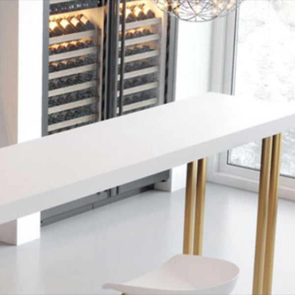 Glam Rectangle Indoor Bar Dining Table White Wood Bistro Table with Sled Pedestal Clearhalo 'Bar Furniture' 'Bar Tables' 'bar_tables' 'Furniture' 'furniture_bar_tables' 'Kitchen & Dining Furniture' 'kitchen&dining_furn' 'kitchen' 4240270