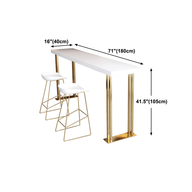 Glam Rectangle Indoor Bar Dining Table White Wood Bistro Table with Sled Pedestal Clearhalo 'Bar Furniture' 'Bar Tables' 'bar_tables' 'Furniture' 'furniture_bar_tables' 'Kitchen & Dining Furniture' 'kitchen&dining_furn' 'kitchen' 4240276