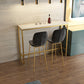 Glam Rectangle Stone Bar Dining Table Gold Iron Trestle Pedestal Bar Table (only table) Clearhalo 'Bar Furniture' 'Bar Tables' 'bar_tables' 'Furniture' 'furniture_bar_tables' 'Kitchen & Dining Furniture' 'kitchen&dining_furn' 'kitchen' 4240281