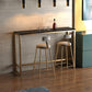 Glam Rectangle Stone Bar Dining Table Gold Iron Trestle Pedestal Bar Table (only table) Clearhalo 'Bar Furniture' 'Bar Tables' 'bar_tables' 'Furniture' 'furniture_bar_tables' 'Kitchen & Dining Furniture' 'kitchen&dining_furn' 'kitchen' 4240282