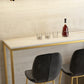 Glam Rectangle Stone Bar Dining Table Gold Iron Trestle Pedestal Bar Table (only table) Clearhalo 'Bar Furniture' 'Bar Tables' 'bar_tables' 'Furniture' 'furniture_bar_tables' 'Kitchen & Dining Furniture' 'kitchen&dining_furn' 'kitchen' 4240285