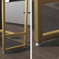 Glam Rectangle Stone Bar Dining Table Gold Iron Trestle Pedestal Bar Table (only table) Clearhalo 'Bar Furniture' 'Bar Tables' 'bar_tables' 'Furniture' 'furniture_bar_tables' 'Kitchen & Dining Furniture' 'kitchen&dining_furn' 'kitchen' 4240289