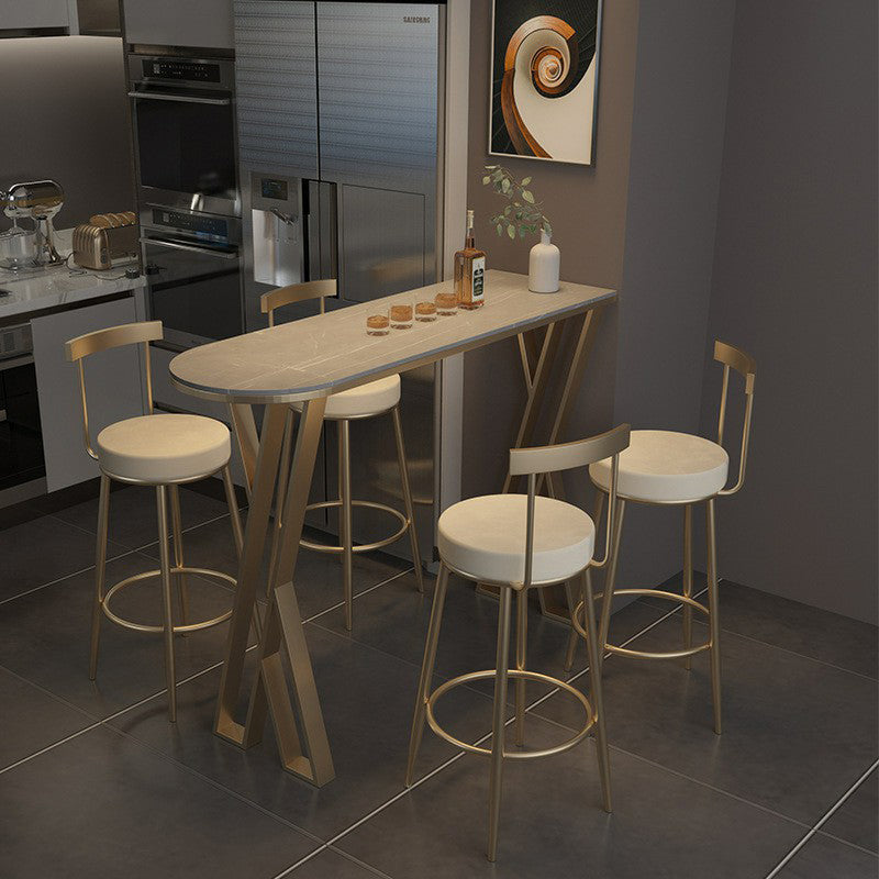 42-inch Height Cocktail Bar Table Glam Style Gold Frame Bar Table for Indoor Clearhalo 'Bar Furniture' 'Bar Tables' 'bar_tables' 'Furniture' 'furniture_bar_tables' 'Kitchen & Dining Furniture' 'kitchen&dining_furn' 'kitchen' 4240298