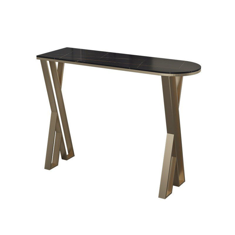 42-inch Height Cocktail Bar Table Glam Style Gold Frame Bar Table for Indoor Black Clearhalo 'Bar Furniture' 'Bar Tables' 'bar_tables' 'Furniture' 'furniture_bar_tables' 'Kitchen & Dining Furniture' 'kitchen&dining_furn' 'kitchen' 4240300