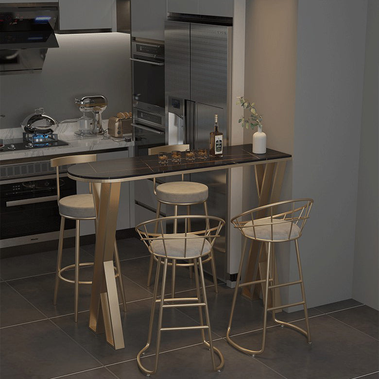 42-inch Height Cocktail Bar Table Glam Style Gold Frame Bar Table for Indoor Clearhalo 'Bar Furniture' 'Bar Tables' 'bar_tables' 'Furniture' 'furniture_bar_tables' 'Kitchen & Dining Furniture' 'kitchen&dining_furn' 'kitchen' 4240304