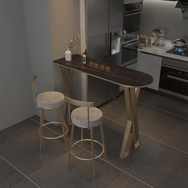 42-inch Height Cocktail Bar Table Glam Style Gold Frame Bar Table for Indoor Clearhalo 'Bar Furniture' 'Bar Tables' 'bar_tables' 'Furniture' 'furniture_bar_tables' 'Kitchen & Dining Furniture' 'kitchen&dining_furn' 'kitchen' 4240305