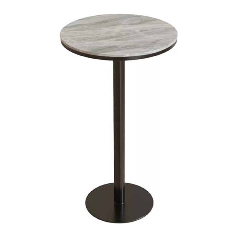 Industrial Metal Bar Table 23.6" Round Faux Marble Top Pedestal Bistro Table for Cafe Gray Clearhalo 'Bar Furniture' 'Bar Tables' 'bar_tables' 'Furniture' 'furniture_bar_tables' 'Kitchen & Dining Furniture' 'kitchen&dining_furn' 'kitchen' 4240311