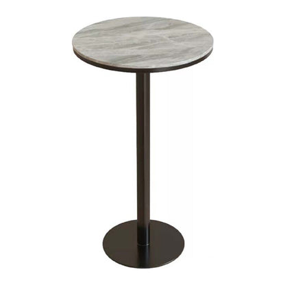 Industrial Metal Bar Table 23.6" Round Faux Marble Top Pedestal Bistro Table for Cafe Gray Clearhalo 'Bar Furniture' 'Bar Tables' 'bar_tables' 'Furniture' 'furniture_bar_tables' 'Kitchen & Dining Furniture' 'kitchen&dining_furn' 'kitchen' 4240311