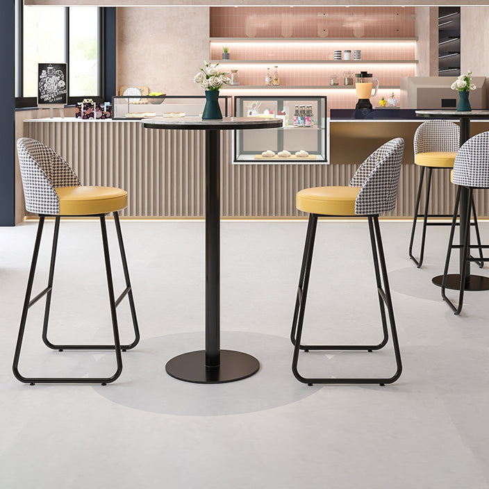 Industrial Metal Bar Table 23.6" Round Faux Marble Top Pedestal Bistro Table for Cafe Clearhalo 'Bar Furniture' 'Bar Tables' 'bar_tables' 'Furniture' 'furniture_bar_tables' 'Kitchen & Dining Furniture' 'kitchen&dining_furn' 'kitchen' 4240313