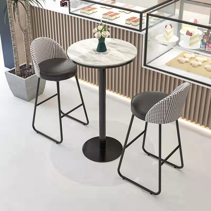 Industrial Metal Bar Table 23.6" Round Faux Marble Top Pedestal Bistro Table for Cafe Clearhalo 'Bar Furniture' 'Bar Tables' 'bar_tables' 'Furniture' 'furniture_bar_tables' 'Kitchen & Dining Furniture' 'kitchen&dining_furn' 'kitchen' 4240314