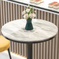 Industrial Metal Bar Table 23.6" Round Faux Marble Top Pedestal Bistro Table for Cafe Clearhalo 'Bar Furniture' 'Bar Tables' 'bar_tables' 'Furniture' 'furniture_bar_tables' 'Kitchen & Dining Furniture' 'kitchen&dining_furn' 'kitchen' 4240316