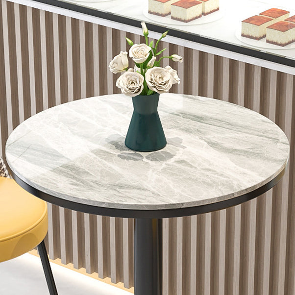 Industrial Metal Bar Table 23.6" Round Faux Marble Top Pedestal Bistro Table for Cafe Clearhalo 'Bar Furniture' 'Bar Tables' 'bar_tables' 'Furniture' 'furniture_bar_tables' 'Kitchen & Dining Furniture' 'kitchen&dining_furn' 'kitchen' 4240316