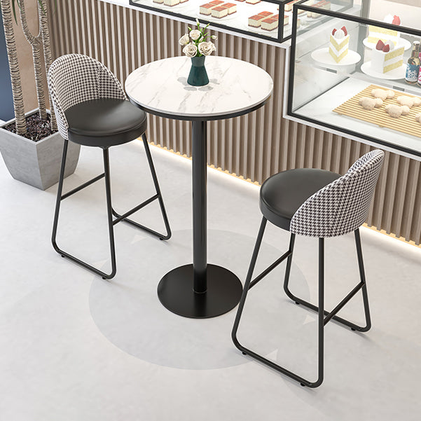 Industrial Metal Bar Table 23.6" Round Faux Marble Top Pedestal Bistro Table for Cafe Clearhalo 'Bar Furniture' 'Bar Tables' 'bar_tables' 'Furniture' 'furniture_bar_tables' 'Kitchen & Dining Furniture' 'kitchen&dining_furn' 'kitchen' 4240318