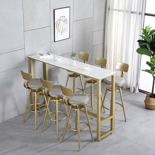 Glam Style Gold 41.3"H Bar Table Marble White Rectangle Top Bistro Table Clearhalo 'Bar Furniture' 'Bar Tables' 'bar_tables' 'Furniture' 'furniture_bar_tables' 'Kitchen & Dining Furniture' 'kitchen&dining_furn' 'kitchen' 4240324