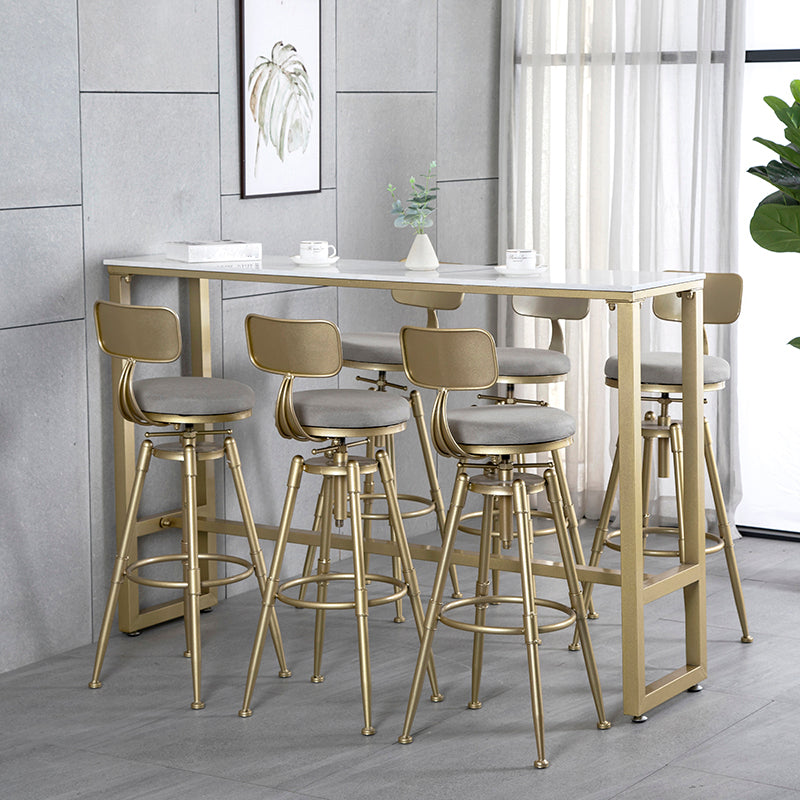 Glam Style Gold 41.3"H Bar Table Marble White Rectangle Top Bistro Table Clearhalo 'Bar Furniture' 'Bar Tables' 'bar_tables' 'Furniture' 'furniture_bar_tables' 'Kitchen & Dining Furniture' 'kitchen&dining_furn' 'kitchen' 4240326
