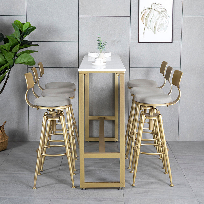 Glam Style Gold 41.3"H Bar Table Marble White Rectangle Top Bistro Table Clearhalo 'Bar Furniture' 'Bar Tables' 'bar_tables' 'Furniture' 'furniture_bar_tables' 'Kitchen & Dining Furniture' 'kitchen&dining_furn' 'kitchen' 4240327