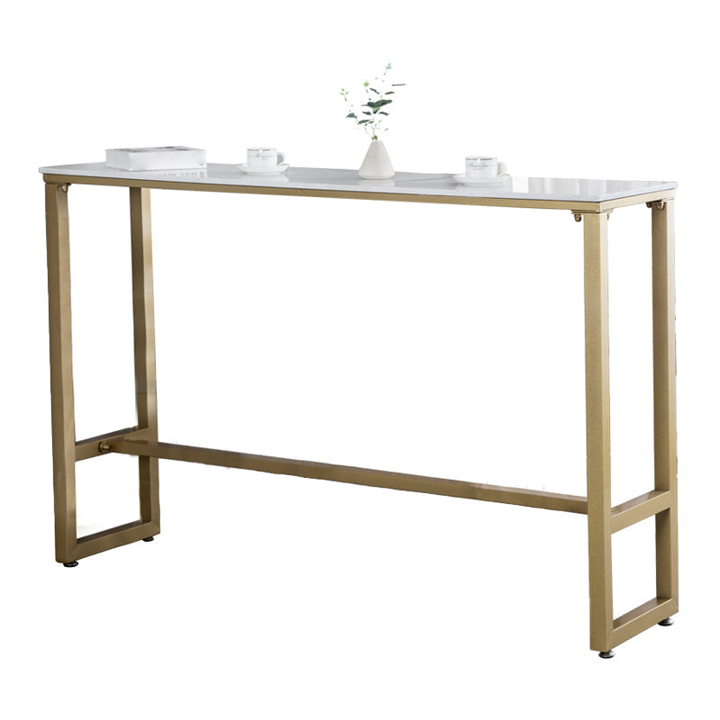 Glam Style Gold 41.3"H Bar Table Marble White Rectangle Top Bistro Table 86.6"L x 15.7"W x 41.3"H Clearhalo 'Bar Furniture' 'Bar Tables' 'bar_tables' 'Furniture' 'furniture_bar_tables' 'Kitchen & Dining Furniture' 'kitchen&dining_furn' 'kitchen' 4240328