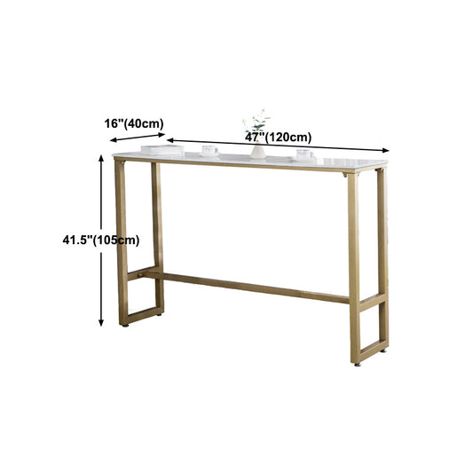Glam Style Gold 41.3"H Bar Table Marble White Rectangle Top Bistro Table Clearhalo 'Bar Furniture' 'Bar Tables' 'bar_tables' 'Furniture' 'furniture_bar_tables' 'Kitchen & Dining Furniture' 'kitchen&dining_furn' 'kitchen' 4240331