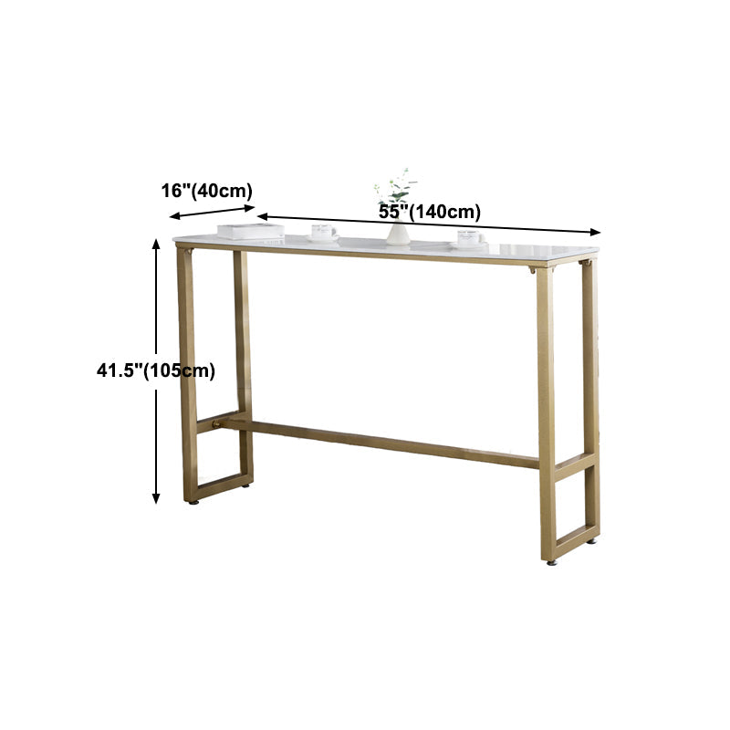 Glam Style Gold 41.3"H Bar Table Marble White Rectangle Top Bistro Table Clearhalo 'Bar Furniture' 'Bar Tables' 'bar_tables' 'Furniture' 'furniture_bar_tables' 'Kitchen & Dining Furniture' 'kitchen&dining_furn' 'kitchen' 4240332