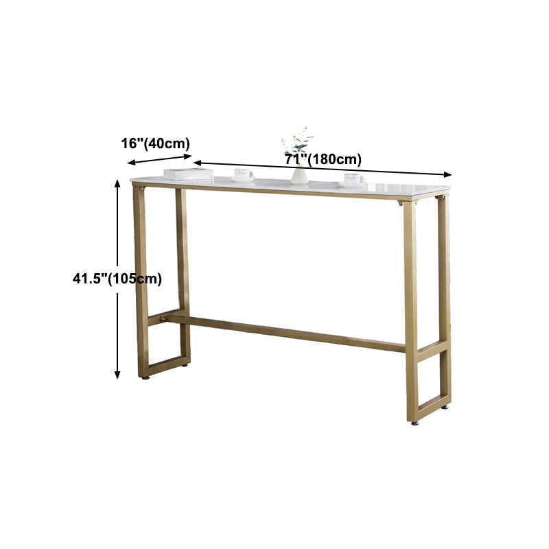Glam Style Gold 41.3"H Bar Table Marble White Rectangle Top Bistro Table Clearhalo 'Bar Furniture' 'Bar Tables' 'bar_tables' 'Furniture' 'furniture_bar_tables' 'Kitchen & Dining Furniture' 'kitchen&dining_furn' 'kitchen' 4240334