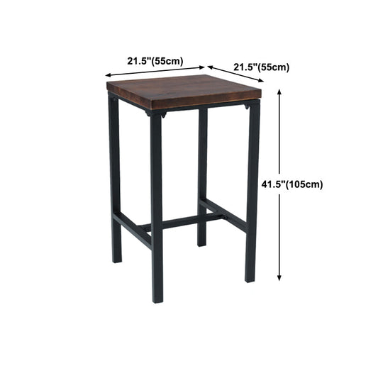 Industrial Brown Pine Bar Dining Table Square Indoor Bistro Table with Trestle Pedestal Clearhalo 'Bar Furniture' 'Bar Tables' 'bar_tables' 'Furniture' 'furniture_bar_tables' 'Kitchen & Dining Furniture' 'kitchen&dining_furn' 'kitchen' 4240349