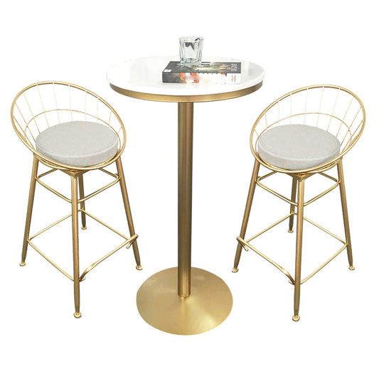 Glam Style Gold Metal Bar Table White Top Specialty Indoor Bistro Table Clearhalo 'Bar Furniture' 'Bar Tables' 'bar_tables' 'Furniture' 'furniture_bar_tables' 'Kitchen & Dining Furniture' 'kitchen&dining_furn' 'kitchen' 4240360