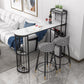 White Stone Glam Indoor Bar Dining Table Iron Double Pedestal Bistro Table with Shelve Clearhalo 'Bar Furniture' 'Bar Tables' 'bar_tables' 'Furniture' 'furniture_bar_tables' 'Kitchen & Dining Furniture' 'kitchen&dining_furn' 'kitchen' 4240370