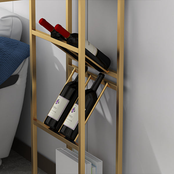 White Stone Glam Indoor Bar Dining Table Iron Double Pedestal Bistro Table with Shelve Clearhalo 'Bar Furniture' 'Bar Tables' 'bar_tables' 'Furniture' 'furniture_bar_tables' 'Kitchen & Dining Furniture' 'kitchen&dining_furn' 'kitchen' 4240375