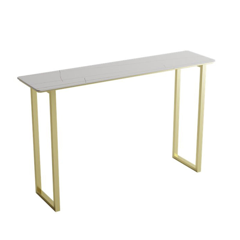 Modern Bar Wine Table Sled Indoor Rectangle Faux Marble Counter Height Table in White Gold Clearhalo 'Bar Furniture' 'Bar Tables' 'bar_tables' 'Furniture' 'furniture_bar_tables' 'Kitchen & Dining Furniture' 'kitchen&dining_furn' 'kitchen' 4240804
