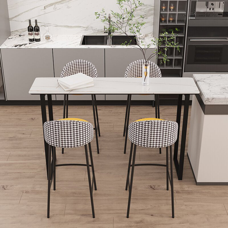 Modern Bar Wine Table Sled Indoor Rectangle Faux Marble Counter Height Table in White Clearhalo 'Bar Furniture' 'Bar Tables' 'bar_tables' 'Furniture' 'furniture_bar_tables' 'Kitchen & Dining Furniture' 'kitchen&dining_furn' 'kitchen' 4240807