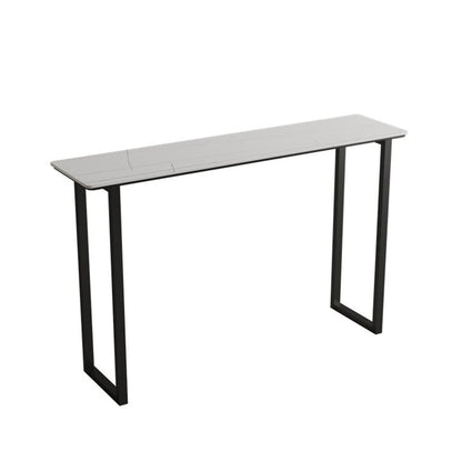 Modern Bar Wine Table Sled Indoor Rectangle Faux Marble Counter Height Table in White Black Clearhalo 'Bar Furniture' 'Bar Tables' 'bar_tables' 'Furniture' 'furniture_bar_tables' 'Kitchen & Dining Furniture' 'kitchen&dining_furn' 'kitchen' 4240808