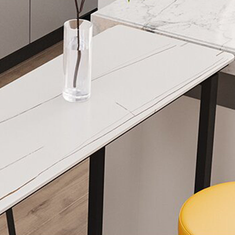 Modern Bar Wine Table Sled Indoor Rectangle Faux Marble Counter Height Table in White Clearhalo 'Bar Furniture' 'Bar Tables' 'bar_tables' 'Furniture' 'furniture_bar_tables' 'Kitchen & Dining Furniture' 'kitchen&dining_furn' 'kitchen' 4240809