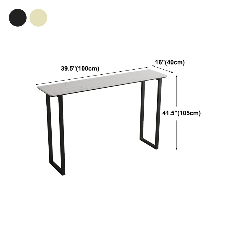 Modern Bar Wine Table Sled Indoor Rectangle Faux Marble Counter Height Table in White Clearhalo 'Bar Furniture' 'Bar Tables' 'bar_tables' 'Furniture' 'furniture_bar_tables' 'Kitchen & Dining Furniture' 'kitchen&dining_furn' 'kitchen' 4240814