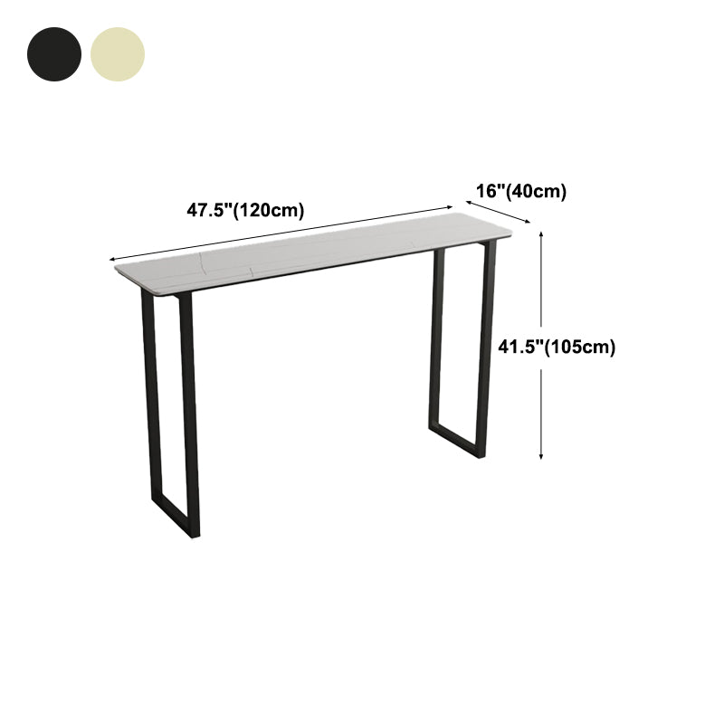 Modern Bar Wine Table Sled Indoor Rectangle Faux Marble Counter Height Table in White Clearhalo 'Bar Furniture' 'Bar Tables' 'bar_tables' 'Furniture' 'furniture_bar_tables' 'Kitchen & Dining Furniture' 'kitchen&dining_furn' 'kitchen' 4240815
