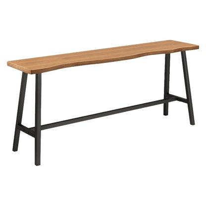 Solid Wood Natural Bistro Accent Dining Table Modern Rectangle Footrest Pub Table 118.1"L x 17.7"W x 41.3"H Clearhalo 'Bar Furniture' 'Bar Tables' 'bar_tables' 'Furniture' 'furniture_bar_tables' 'Kitchen & Dining Furniture' 'kitchen&dining_furn' 'kitchen' 4240825